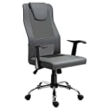 Vinsetto Bürostuhl Drehstuhl höhenverstellbar Chefsessel Schreibtischstuhl ergonomisch Kunstleder Grau 66 x 73 x 108-118 cm