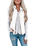 Raphin Damen Westen Ärmellos Teddy-Fleece Warm Mode Mantel Damen Winter Elegant Einfarbig Reißverschluss Lose Pelz Weste Mit Taschen(Weiß,L)