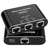 PVBCTCSID LAN Splitter 1 Auf 3 1000Mbps Netzwerk LAN Switch LAN Verteiler Gigabit Ethernet Switch 3 Port LAN Kabel Splitter Unterstützt 3 Geräte Gleichzeitig Funktioniert mit Cat5/5e/6/6e/7/8 Kabeln