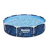 Bestway Steel Pro Frame Pool ohne Pumpe Ø 305 x 66 cm, tropisches Blatt-Design, rund