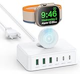 125W Ladestation für Apple Watch 7-Port USB C Ladegerät mit USB-C und USB-A,Schnellladegerät PD 3.0 Power Adapter Netzteil für iPhone 15 14 13 12 11 SE XS XR 8, iPad, Samsung, Handys