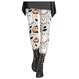 Leggings Große Größen Damen Blumenmuster Stretch Leggings Halloween Damen Lustige Skelett Spinnennetz Ugly Hosen Strumpfhose Horror Fitness Laufen