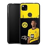 DeinDesign Silikon Hülle kompatibel mit Google Pixel 4a Case schwarz Handyhülle Borussia Dortmund Sebastian Haller BVB