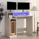 RAUGAJ Büromöbel-Schreibtisch mit LED-Beleuchtung Betongrau 97x45x90 cm Holzmöbel