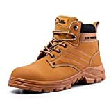 BLACK HAMMER Sicherheitsstiefel Herren S3 SRC Stahlkappe Arbeitsschuhe Knöchelhoch Leder Sicherheitsschuhe Bräunen Leicht 5007 (46 EU)