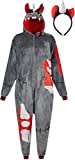 corimori Flauschiges Zombie Einhorn Kostüm für Erwachsene mit Haarreif | Halloween Kostüm Onesie für Damen, Herren | Körpergröße 170-180cm