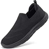 HKR Sneaker Damen Slip on Atmungsaktiv Turnschuhe Bequeme Sportschuhe Schlupfschuhe Walkingschuhe Memory Foam Slipper Schwarz 37 EU