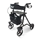 Drive Medical Rollator TORRO in Anthrazit für Indoor und Outdoor Nutzung I Stabile Gehhilfe mit Sitz und Rückenlehne I mit Ablagekorb und Gehstockhalter I 6,9kg Aluminiumgestell, belastbar bis 150kg