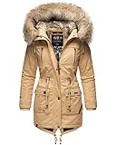 Navahoo Premium Damen Winter Jacke Parka Mantel Winterjacke warm Kunstfell B805 [B805-Honigf-Beige-Gr.S]