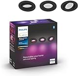 Philips Hue White & Color Ambiance Centura Einbauspot 3 flg. Schwarz 3x250lm, bis zu 16 Mio. Farben, dimmbar, steuerbar via App, kompatibel mit Amazon Alexa (Echo, Echo Dot)