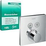 hansgrohe ShowerSelect - Thermostat Unterputz, Armatur mit Sicherheitssperre (SafetyStop) bei 40° C, eckiges Thermostat, Mischbatterie für 2 Verbraucher, Chrom, 15763000