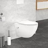 ECD Germany Spülrandloses Wand Hänge Dusch WC Weiß lang aus Keramik mit Bidet-Funktion, Wand WC mit WC-Sitz Soft-Close Absenkautomatik Toilettensitz Duroplast abnehmbar, Tiefspüler WC Hänge Toilette