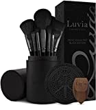 Make-up Pinselset Luvia, Prime Vegan Pro - Black, 12 Schminkpinsel inkl. Pinselaufbewahrung, Blender Schwamm & Reinigungsmatte Für Kosmetikpinsel, In Schwarz & Rosegold