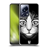 Head Case Designs Tabby Katze Grosses Illustrierte Gesicht 2 Soft Gel Handyhülle Hülle kompatibel mit Xiaomi 13 Lite 5G