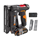 WORX Akku-Nagler 18V(MAX 20V) WX843, PowerShare, 2-in-1- und Klammertacker, einfache Tiefenverstellung LED-Leuchte 15 mm 0,82-mm-Nägel (Gauge 18) 500 Stück 10-mm-Heftklammer vom Typ 53