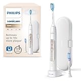 Philips Sonicare ExpertClean 7300 elektrische Zahnbürste, Schallzahnbürste mit App, 3 Putzmodi und 3 Intensitätsstufen, Drucksensor, Transporttasche, Weiß und Silber, Modell HX9601/03