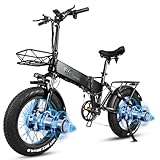 Skivogr 20" Klapprad E Bike mit Doppelmotor, 4.0 Reifen Faltbar Elektro Fatbike, 48V 18Ah E-Bike Erwachsene, E Fahrrad Fully Herren Damen, Hydraulische Scheibenbremsen