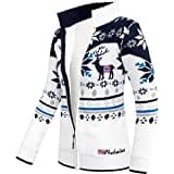 Nebulus Damen Norweger Strickjacke SVERRE, gefütterte Jacke, mit Reißverschluss, Offwhite-Navy - S/36