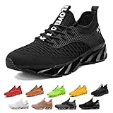 JXOPY Tallboost-Sneaker, höhenvergrößernde Schuhe for Herren, Herren-Tallboost-Schuhe, Wanderschuhe, Bequeme, rutschfeste, atmungsaktive Strick-Slip-On-Sneaker(Black-a,44 EU)