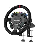 CAMMUS Racing Simulator Lenkräder C12, Leder-Lenkradbezug + Tischhalterungsclip + Multifunktions-Bedientasten, echtes Force-Feedback, magnetische Schaltwippen, PC – Schwarz