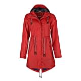 Friesennerz Damen Regenjacke 'Oh! Nass'is!' II mit Innenfutter - Regenmantel Outdoorjacke Regenparka wasserdicht modisch tailliert in Rot Größe 36/38