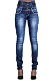 Damen Jeans High Waist Stretch Denim Jeanshosen für Damen Skinny Slim Fit Röhrenjeans Bleistiftjean Lässige Pant Strecken Schlank Stylische Hosen (Marine, XL)