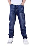 YOUNGSOUL Jungen Jeans Slim Fit Stretch Kinder Jeanshosen Denim Hose mit elastischem Bund Denim Dunkelblau 170-176/Größe 180