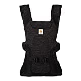 Ergobaby Aerloom Babytrage für Neugeborene bis zum Kleinkind, 3-Positionen Ergonomische Babybauchtrage Rückentrage Baby-Tragetasche aus Formaknit Material, Charcoal/Black