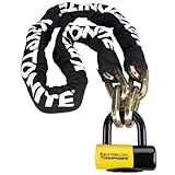 Kryptonite Unisex-Erwachsene New York Fahgettaboudit Chain 1415 (14Mm X 150Cm) with Ny Disc 15Mm Shackle Locks, Black/Yellow, (1410) 14mm x 60"