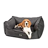 JAMAXX Premium Hundebett - Orthopädisch Memory Visco Füllung, Extra-Hohe Ränder, Waschbar, Nässe-Schutz, Hochwertiger Stoff mit viel Eleganz, Hundesofa PDB2018 (M) 90x70 anthrazit