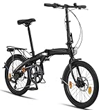 Licorne Bike Phoenix 20 Zoll Aluminium Faltrad Klapprad Scheibenbremse Discbremse Faltfahrrad Herren Damen 7 Gang Kettenschaltung Folding City Bike Alu-Rahmen StVZO