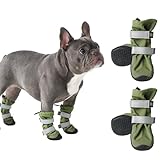 Spark Paws Wasserabweisende Hundeschuhe für mittelgroße und große Hunde, rutschfeste reflektierende Hundestiefel für Regen, Schnee, Wandern, 4er-Set - Green, A