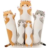 Bobomon Katze Kuscheltier stofftier Katze langes Kissen riesen XXL Kawaii groß plüschtier plüschkatze Cute seitenschläferkissen cat plushie (grau 130cm)