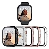 Haojavo 5 Stück Hard PC Schutzhülle für Apple Watch Serie SE/SE 2/6/5/4 40mm, iWatch Hülle Mit Glas Displayschutz, schutzfolie gehärtetem Glas Gesamtblasenfreie Abdeckung für iWatch-Zubehör