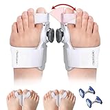 Hallux Valgus Korrektur Set,Verstellbarer Knopf Hallux Valgus Schienen [2x], Silikon Zehenspreizer [4x] und Zeh Trainingsband [2x], Universalgröße Bunion-Entlastung Tag & Nacht für Zehen Unisex