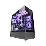 Mars Gaming MC-Set, ATX PC-Gehäuse, Durchgehende Front und Seitenteile aus Gehärtetem Glas, Bodendesign mit Airtech Mesh Technologie, Dual Chamber Gaming Semitower, Bis zu 9X Lüfterleistung, Schwarz