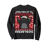 Pew Pew It's Christmas Madafakas Cat Katze Weihnachtsmann Sweatshirt