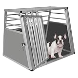 EUGAD Hundetransportbox Alu Hundebox Reisebox Autobox für große Hunde Husky Samojede Weimaraner Border Collie Chow-Chow Shetland Sheepdog B80 x H65 x T65 cm 0061HT