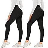 AMIYOYO 2er Pack Leggings für Damen High Waist Leggins Blickdicht Elastische Bauchweg Hosen Weiche Sporthose für Yoga Fitness Outdoor&Freizeit