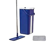 Mediashop Livington Touchless Mop – Bodenwischer Set mit Eimer zum Auswringen ohne Bücken – Wischmopp für einfache Reinigung und saubere Hände – 2,7L Wischeimer, Blau, Standard ohne Reiniger