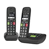 Gigaset E290A DUO - 2 Schnurlose Senioren DECT-Telefone mit Anrufbeantworter - große Tasten, Zielwahltasten für wichtige Nummern, Verstärker-Funktion für lautes Hören, schwarz [Deutsche Version]