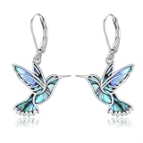 Kolibris Ohrringe Silber 925 Abalone Muschel Vogel Ohrringe Hängend Süßer Kolibris Schmuck Geschenk für Damen Mädchen Mutter Tochter Tiere Kolibrin Liebhaber (Leverback-Stil)