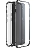 Black Rock - Hülle 360 Grad Glass Case Passend für Apple iPhone 14 I Handyhülle, Magnet Verschluss (Transparent mit schwarzem Rahmen)