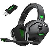 NUBWO G06 Dual Wireless Gaming Headset mit Mikrofon für PS5, PS4, PC, Mobile: 2.4 GHz Wireless + Bluetooth - 100 Stunden - 50mm -Treiber - Grün