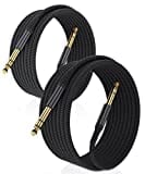 Elebase 6,35mm TRS Gitarrenkabel 3M 2Stück,1/4" Stecker Stereo Instrumentenkabel,Nylon Geflochten 6.3mm Klinke auf 6.3mm Klinke Audio Kabel Lärmschutz für Verstärker Gitarre, Bass, Tasteninstrument