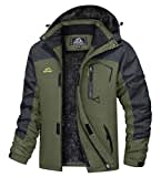 TACVASEN Herren Arbeitsjacke Winter Angeljacke Übergangsjacke Regenjacke Outdoorjacke Wasserdicht Atmungsaktiv Winddicht, Armeegrün, M