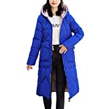 Winterjacke Damen Wintermantel Steppjacke warmer Steppmantel Lang mit abnehmbarem Kunstfell und Kapuze Schneesternchen Stepp Parka Mantel Warmer Wollmantel Mit Abnehmbarer Kapuze(Blau,XL)