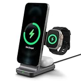 Spigen OneTap Pro 3 MagFit MagSafe 【Qi2】 Ladestation 3 in 1, 15W Kabelloses Magsafe Stand Ladegerät für iPhone 16/15/14/13/12, Apple Watch 2/3/4/5/6/7/8/9/10/SE/Ultra, AirPods 2 Pro/3/4