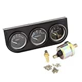 KSTE Wassertemperaturanzeige Auto Voltmeter, 52mm Triple-Gauges 3 in 1 Voltmeter + Wassertemperaturanzeige + Öldruckmesser w/Sensor for Auto-LKW