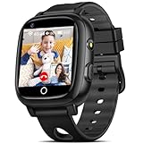 PIULAXIU Smartwatch Kinder mit GPS und 4G Telefon, Kinder Smartwatch Wasserdicht IP68 mit Videoanrufen, SOS, WiFi, Musik, Wecker, Schulmodus, Taschenlampe, Geschenke für Jungen Mädchen, Schwarz